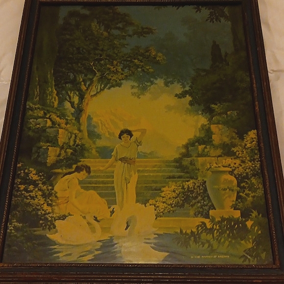 Antique framed print In the Garden of Dreams By CK Van Nortwick. - Picture 3 of 6